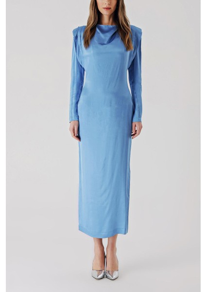 Mavi Vatkalı Vücudu Saran Elbise 94406 fiyatları