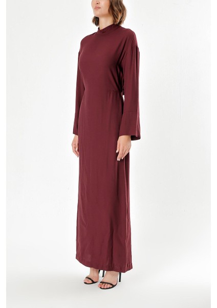 Bordo Fermuar Detaylı Elbise 93482 modelleri