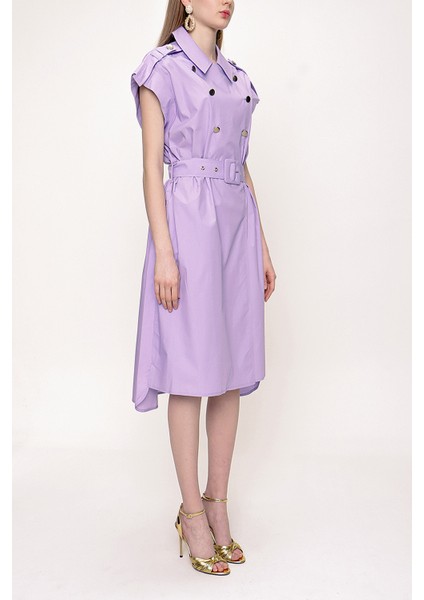 Lila Poplin Gömlek Elbise 93528 fiyatları