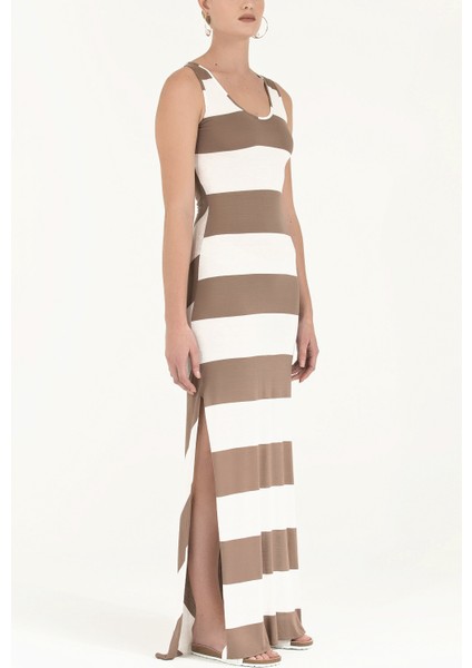 Bej Kolsuz Örme Uzun Elbise 92041 fiyatları