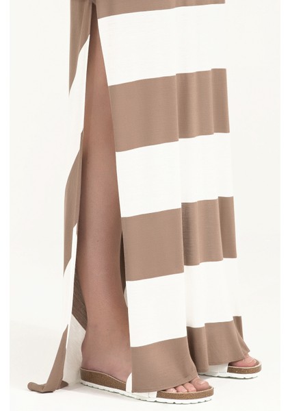 Bej Kolsuz Örme Uzun Elbise 92041 modelleri