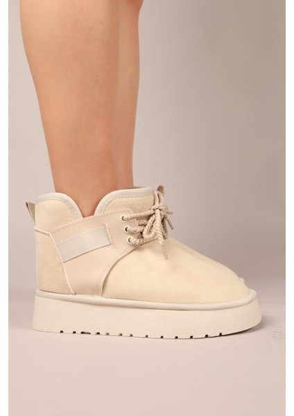 Puff Içi Suni Kürklü Süet Bot Ten