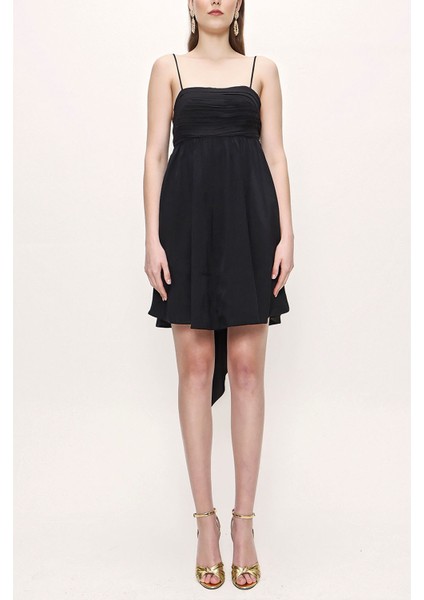 Siyah Askılı Mini Elbise 93911