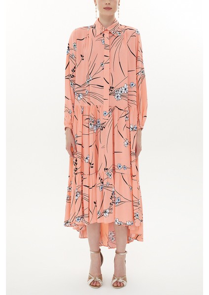 Somon Bol Kesim Büzgülü Elbise 93377