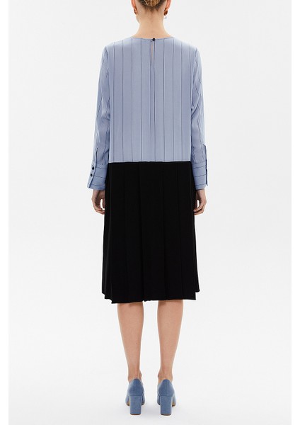 Mavi Pilili Bol Kesim Midi Elbise 92660