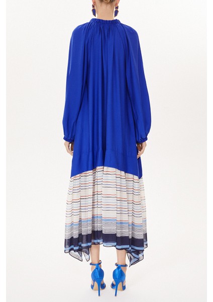 Mavi Fırfırlı Bol Kesim Elbise 93472 fırsatları