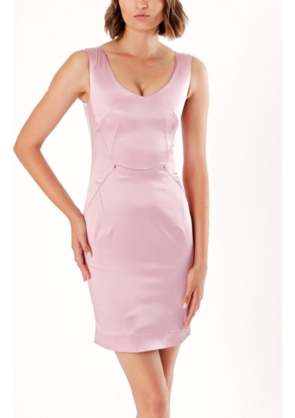 Pembe Saten Elbise 90668