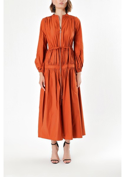 Tarçın Beli Lastikli Büzgülü Uzun Elbise 93842 fiyatları