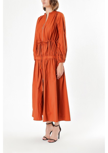 Tarçın Beli Lastikli Büzgülü Uzun Elbise 93842 modelleri