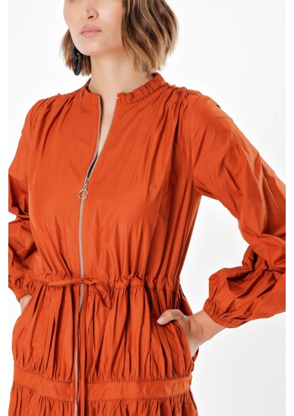 Tarçın Beli Lastikli Büzgülü Uzun Elbise 93842 indirimleri