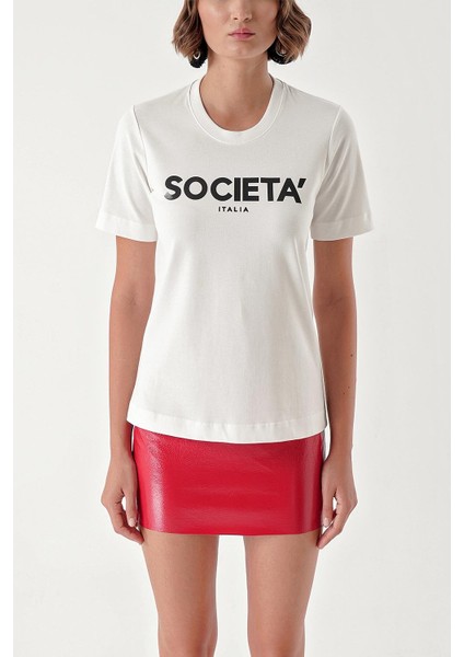 Beyaz Baskılı Pamuk T-Shirt 19912 fiyatları