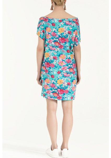 Mavi Desenli Örme Mini Elbise 91021 fırsatları