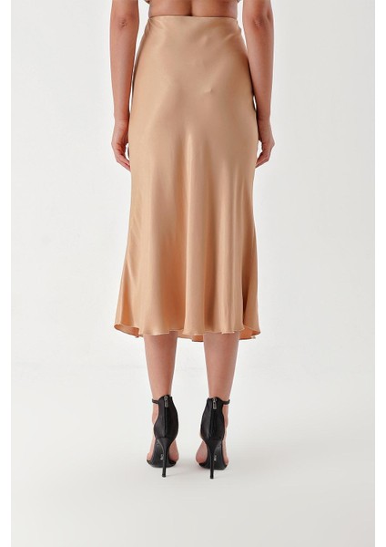 Bej Beli Lastikli Etek 81248