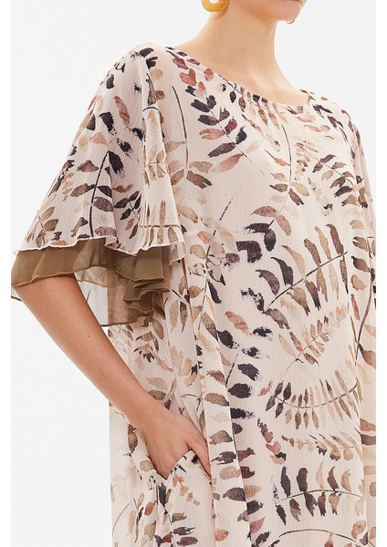 Yeşil Volanlı Şifon Midi Elbise 93224 modelleri