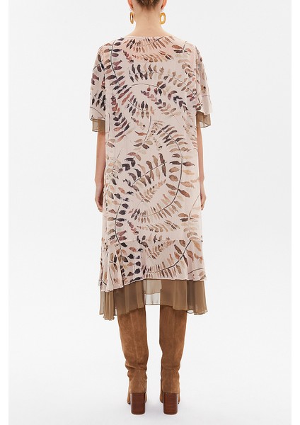 Yeşil Volanlı Şifon Midi Elbise 93224 fırsatları