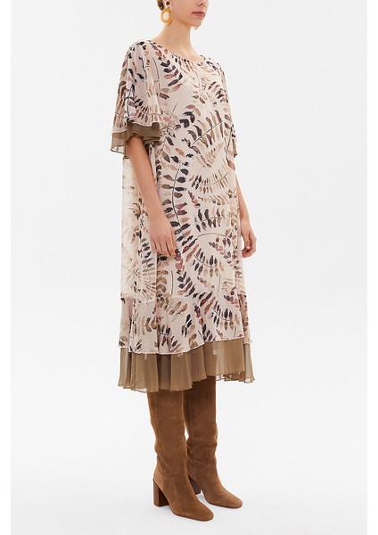 Yeşil Volanlı Şifon Midi Elbise 93224 indirimleri