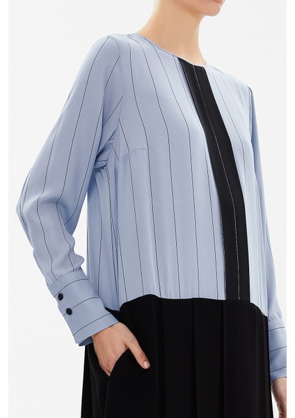 Mavi Pilili Bol Kesim Midi Elbise 92660 modelleri