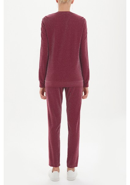 Bordo Şerit Detaylı Eşofman Takım 12223