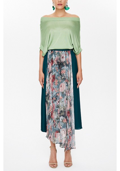 Yeşil Pilise Detaylı Etek 81110