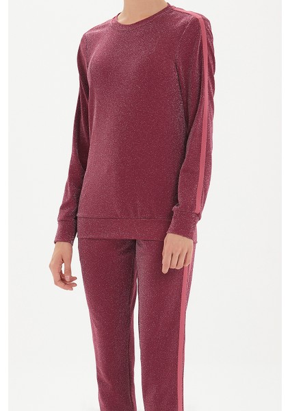 Bordo Şerit Detaylı Eşofman Takım 12223 modelleri