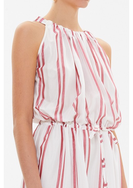 Kırmızı Bağcıklı Kolsuz Uzun Elbise 92385 modelleri