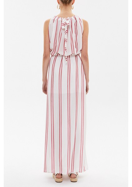 Kırmızı Bağcıklı Kolsuz Uzun Elbise 92385 fırsatları