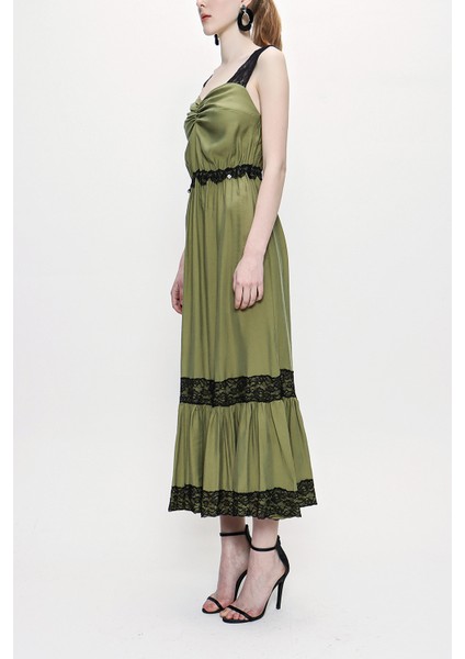 Haki Askılı Dantelli Elbise 93799 fiyatları