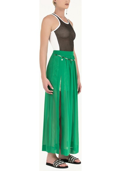 Yeşil Aksesuarlıı Şifon Etek 80495 fiyatları