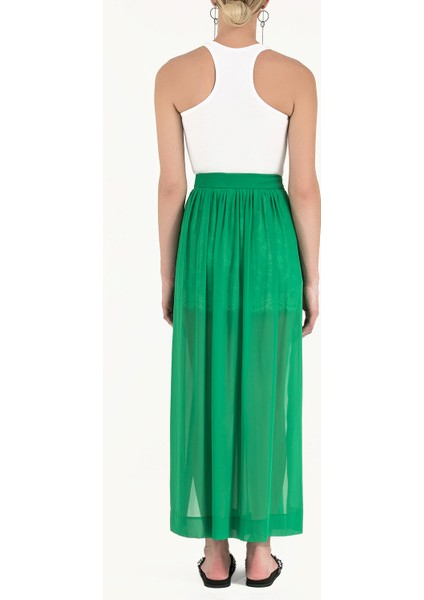Yeşil Aksesuarlıı Şifon Etek 80495 fırsatları