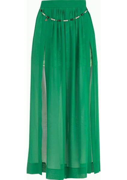 Yeşil Aksesuarlıı Şifon Etek 80495 indirimleri