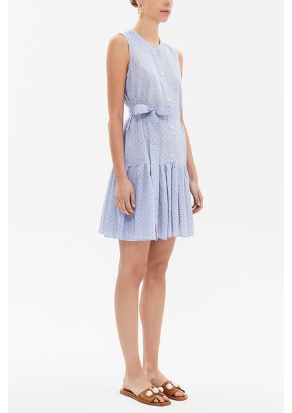 Mavi Büzgülü Kolsuz Mini Elbise 92703 fiyatları