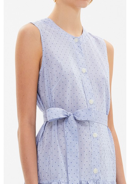 Mavi Büzgülü Kolsuz Mini Elbise 92703 modelleri