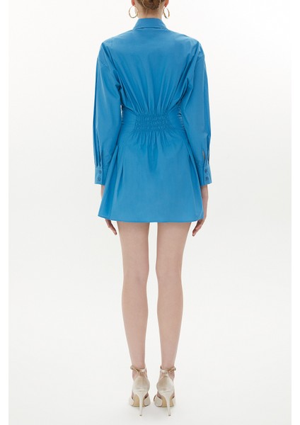 Mavi Belden Oturtmalı Mini Elbise 93324 modelleri