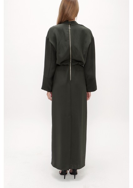 Yeşil Fermuar Detaylı Elbise 93482 indirimleri