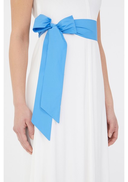 Beyaz Kemerli Kolsuz Midi Elbise 92888 modelleri