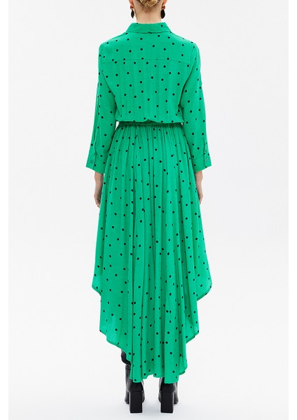 Yeşil Asimetrik Midi Elbise 93117