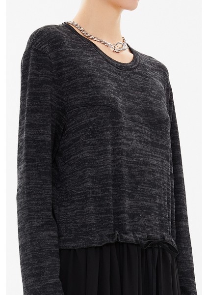 Siyah Örme Midi Elbise 92164 modelleri