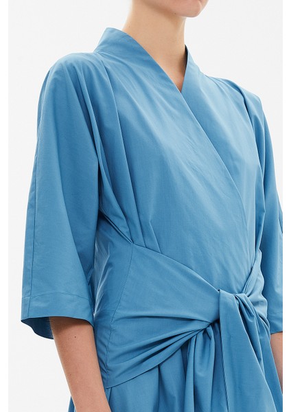 Mavi Anvelop Yaka Midi Elbise 93190 modelleri