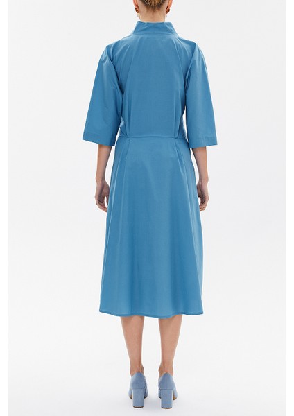 Mavi Anvelop Yaka Midi Elbise 93190 fırsatları