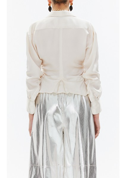 Bej Kolu Büzgülü Dar Kesim Gömlek 10756 indirimleri