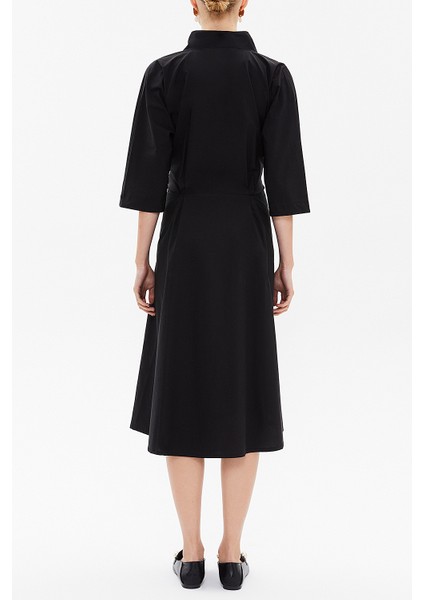 Siyah Anvelop Yaka Midi Elbise 93190 fırsatları