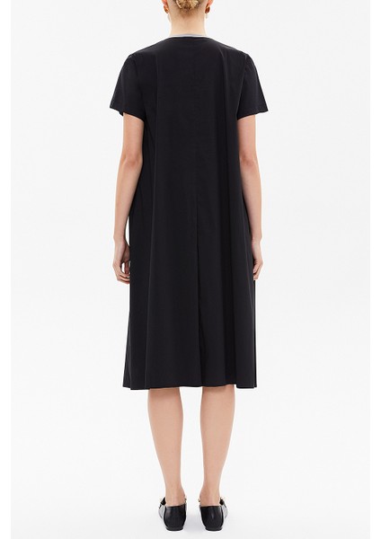 Siyah Kontrast Renkli Bol Kesim Midi Elbise 92809 fırsatları