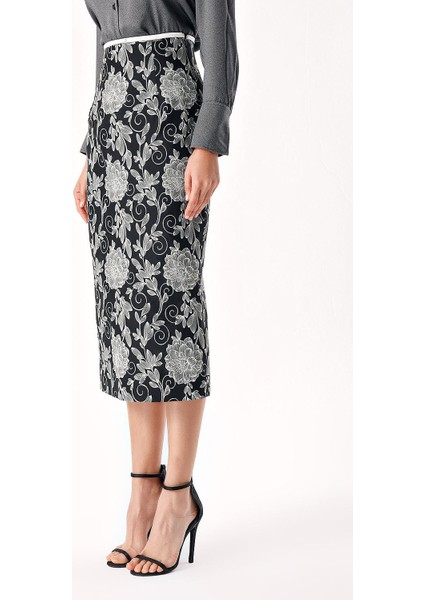 Desenli Jakarlı Dar Kesim Midi Etek 81277 modelleri