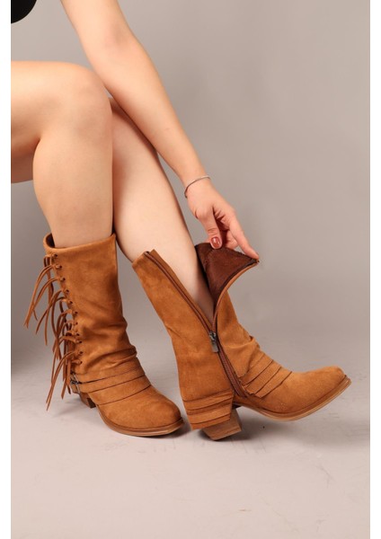 Vaquero Püsküllü Yarım Çizme Taba