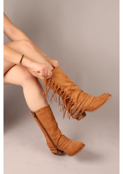 Vaquero Püsküllü Yarım Çizme Taba