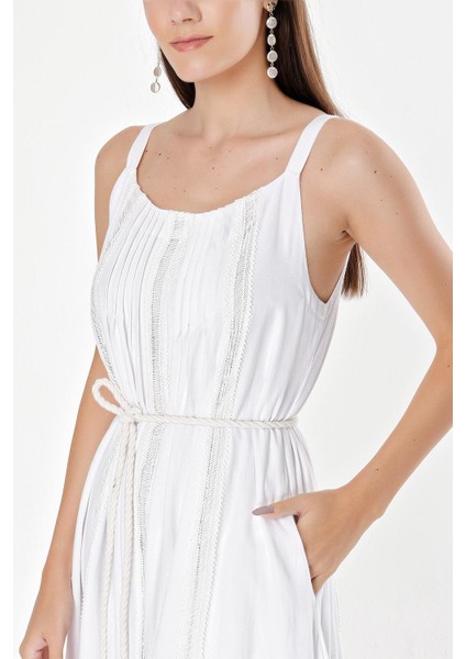 Beyaz Kolsuz Dantel Detaylı Vual Elbise 93928 indirimleri