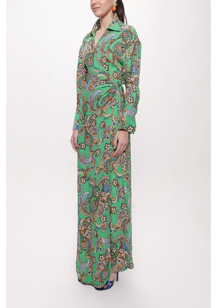 Yeşil Anvelop Kapama Uzun Elbise 94177 modelleri