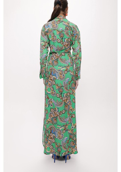 Yeşil Anvelop Kapama Uzun Elbise 94177 fırsatları
