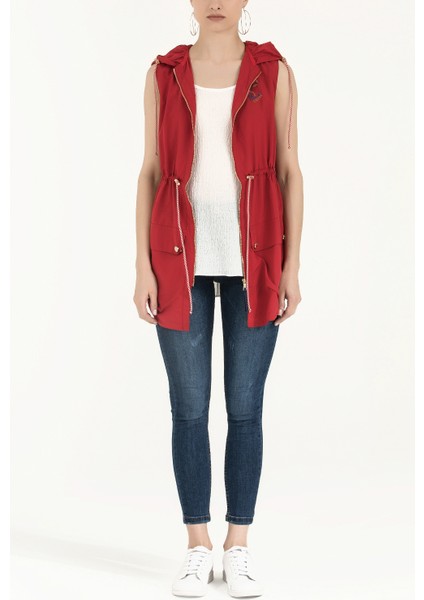 Beyaz Desenli Bol Kesim Kolsuz Bluz 19692