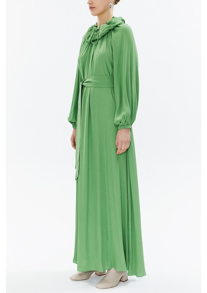 Yeşil Reglan Kol Salaş Uzun Elbise 93356
